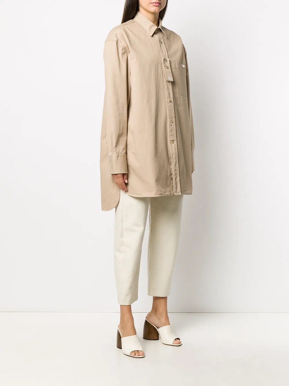  Lanvin Oversized Hemd Mit Langen ärmeln   Nude 
