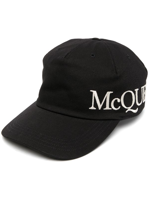 Alexander McQueen black logo embroidered cap for men | 6328964105Q 