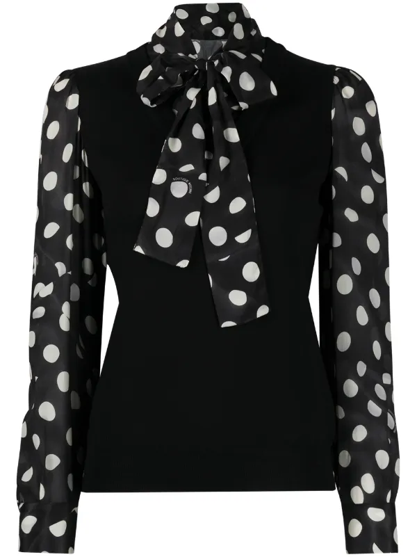 polka dot bow blouse