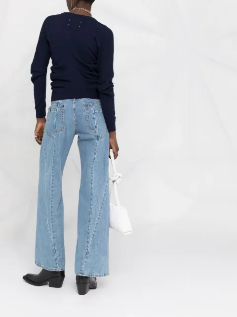 Maison Margiela blue ruched V-neck 