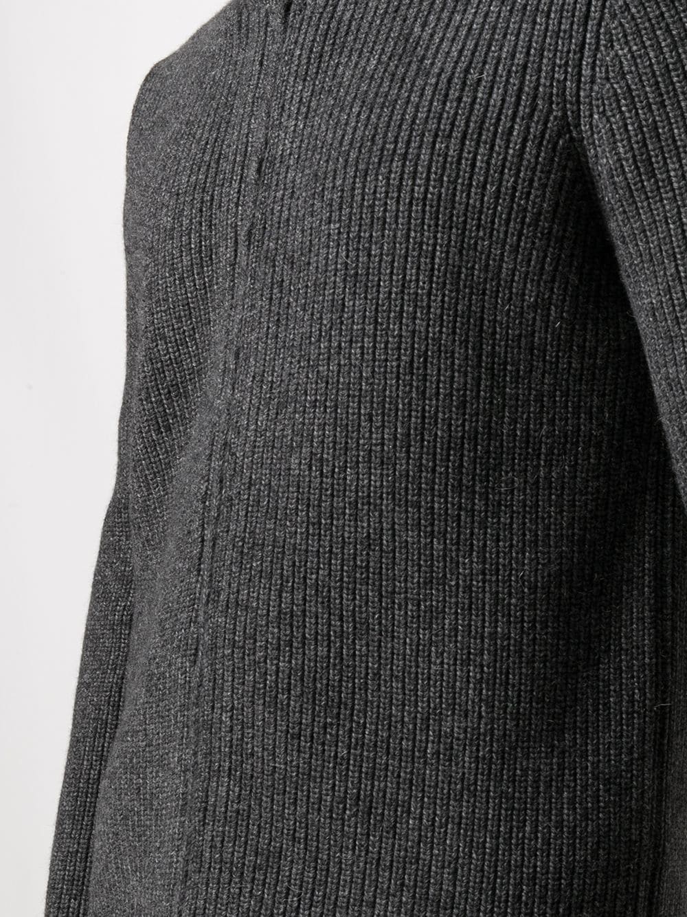 Shop Maison Margiela Ribbed Zip-up Fleece In Grey