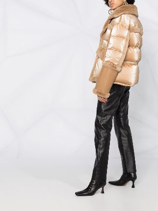 multi-panel shearling-trim padded jacket展示图