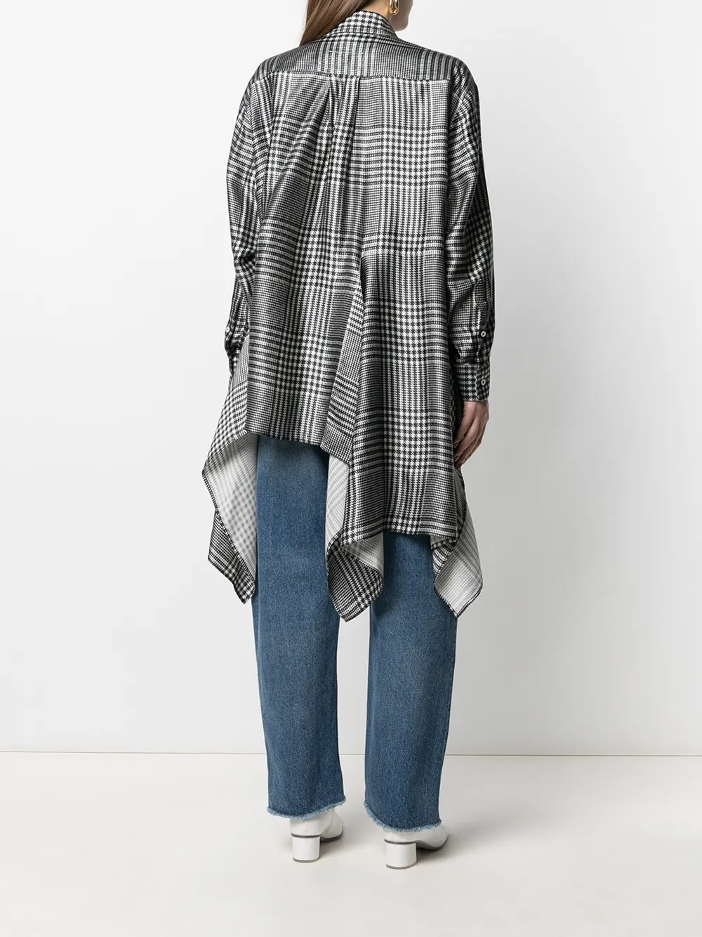 фото Mm6 maison margiela рубашка в клетку prince of wales с драпировкой