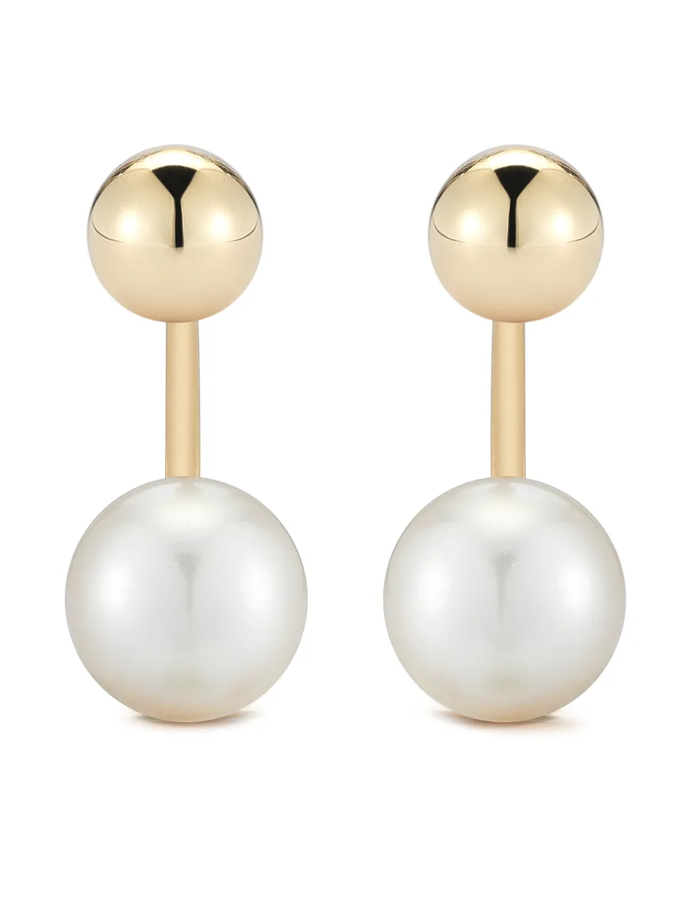 14kt yellow gold pearl ball ear jacket earrings