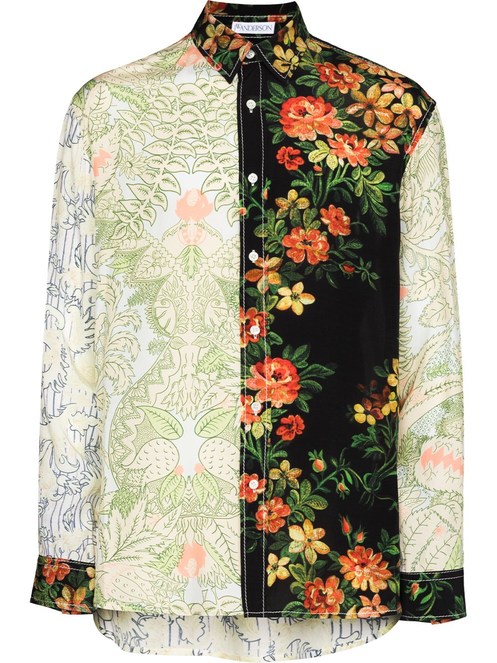 JW ANDERSON PANELLED FLORAL-PRINT SHIRT
