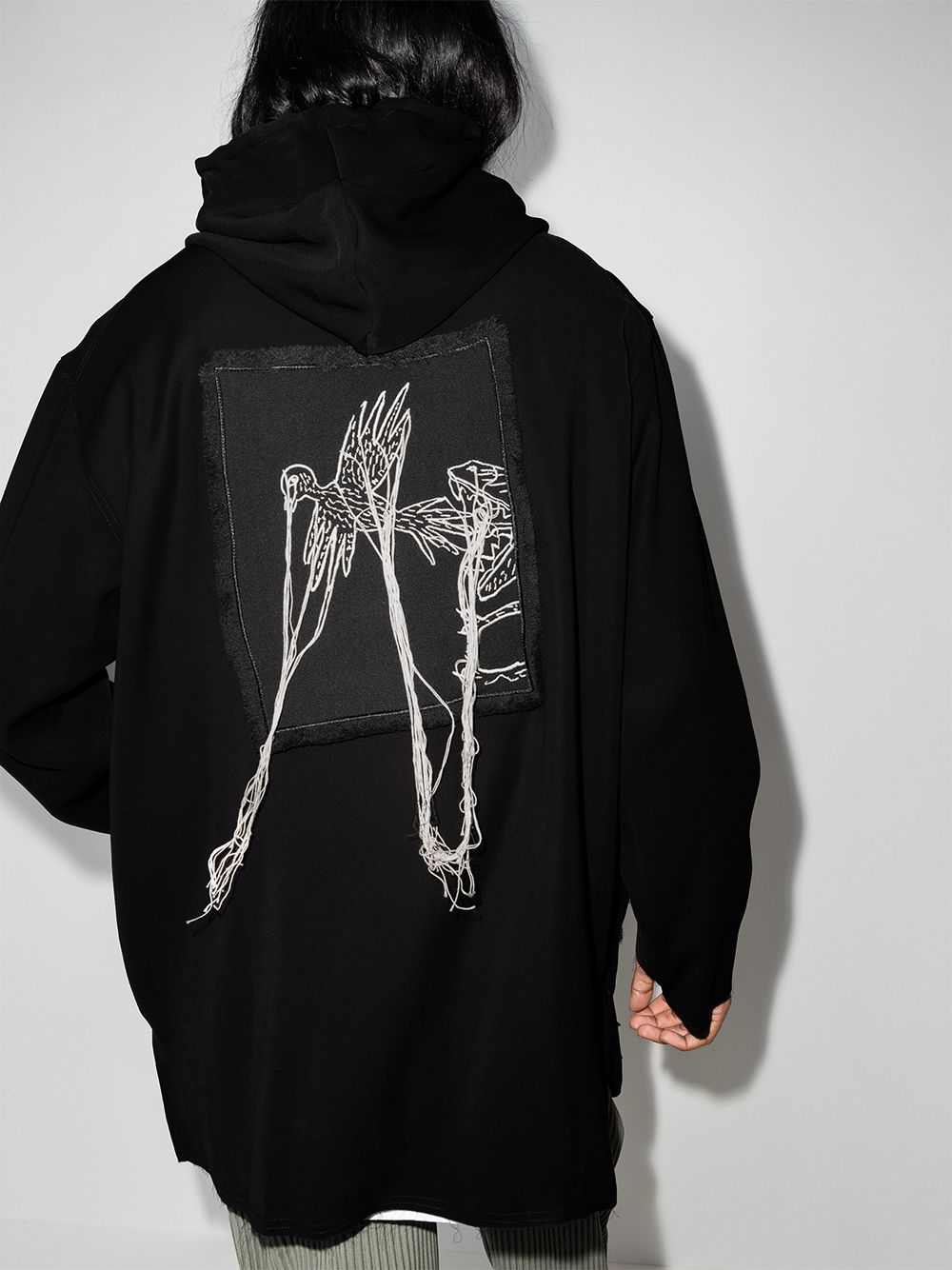 Shop Black Song For The Mute Big Bird Patch Detail Hoodie With Express Delivery Fotomagazin