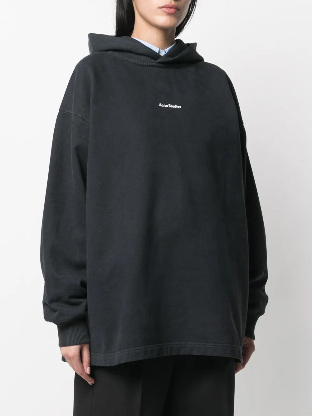 Shop Acne Studios Logo-print Hoodie In Black