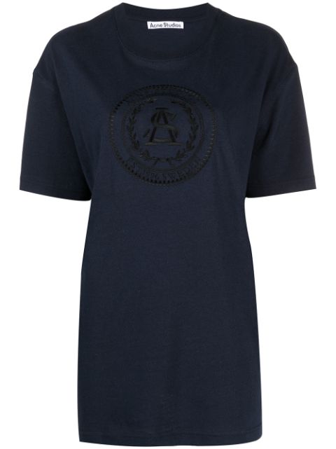 Acne Studios blue logo-embroidered short-sleeve T-shirt for women ...