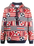 Ports V geometric print hoodie - White