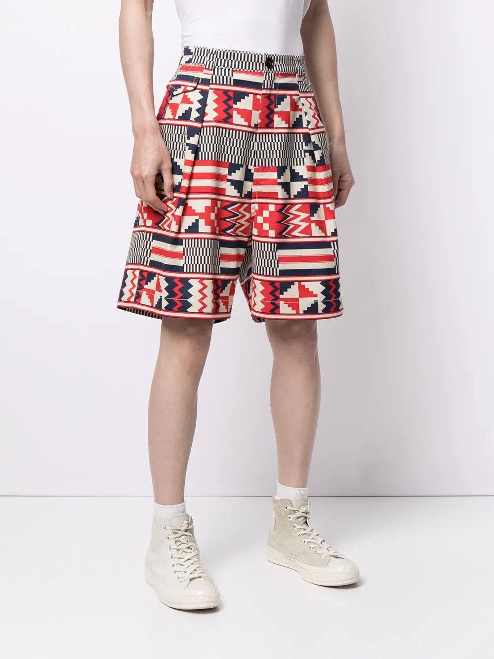 Shop Ports V Geometric-print Shorts In White