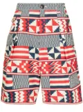Ports V geometric-print shorts - White