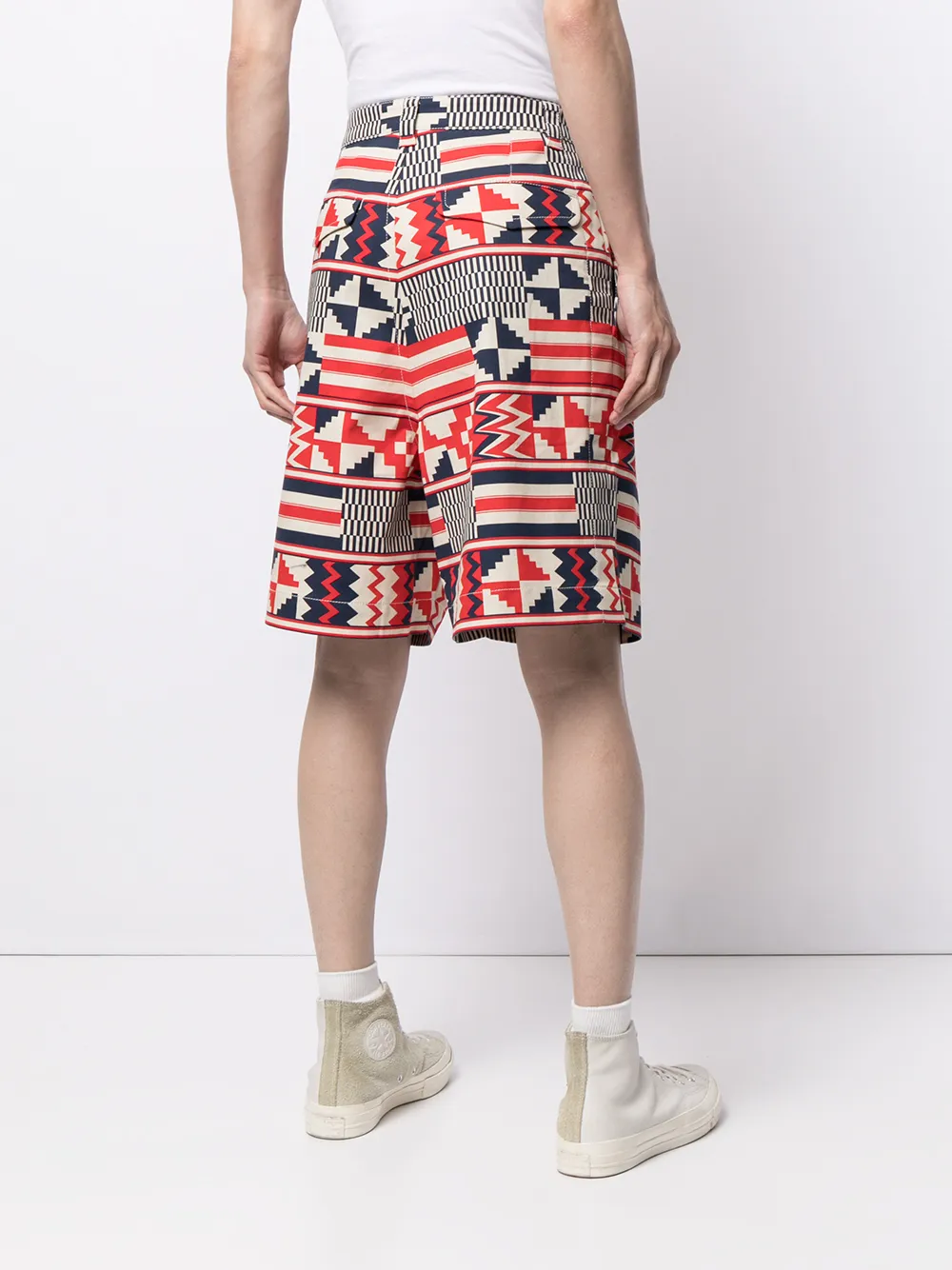 Shop Ports V Geometric-print Shorts In White