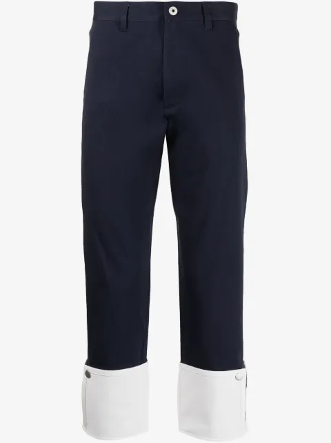 Ports V turn-up contrast hem chino trousers