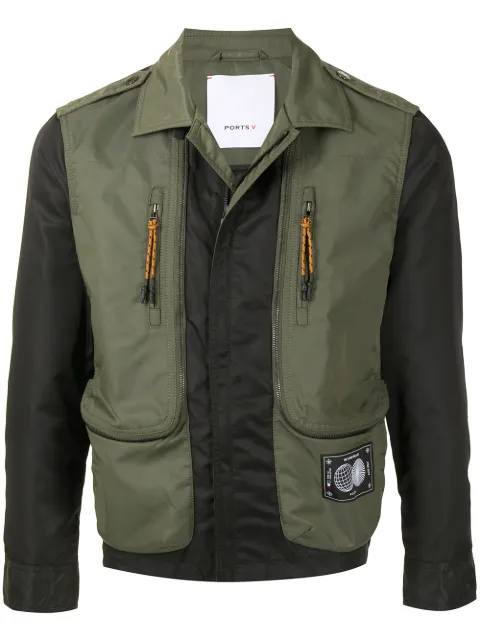 Ports V panelled zipped bomber jacket