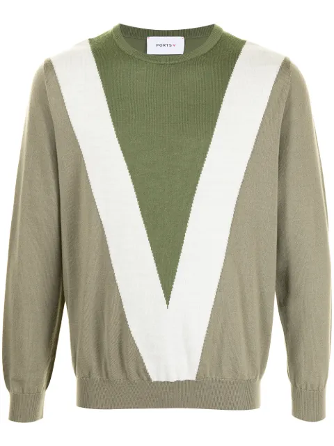 Ports V V intarsia crew neck jumper