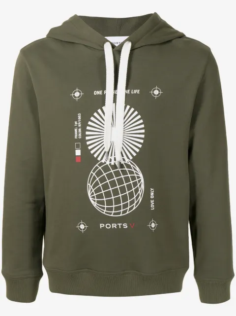 Ports V graphic print hooded sweatshirt