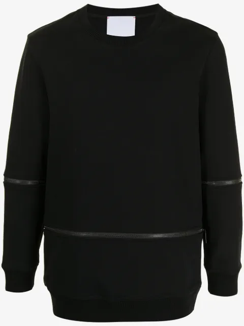 Ports V zip details crew neck sweatshirt