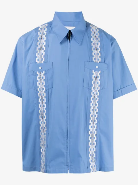 Ports V geometric band cotton shirt
