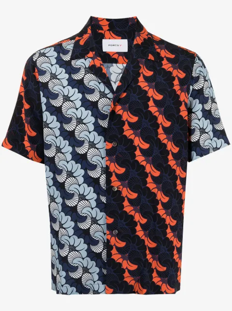 Ports V panelled floral-print shirt