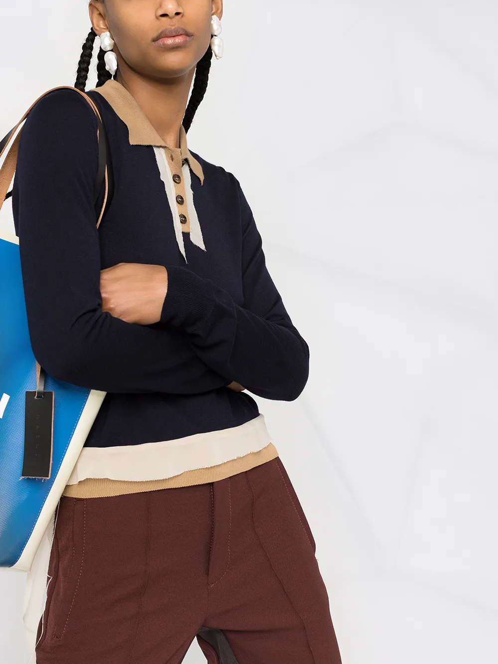 фото Maison margiela рубашка поло с контрастной отделкой