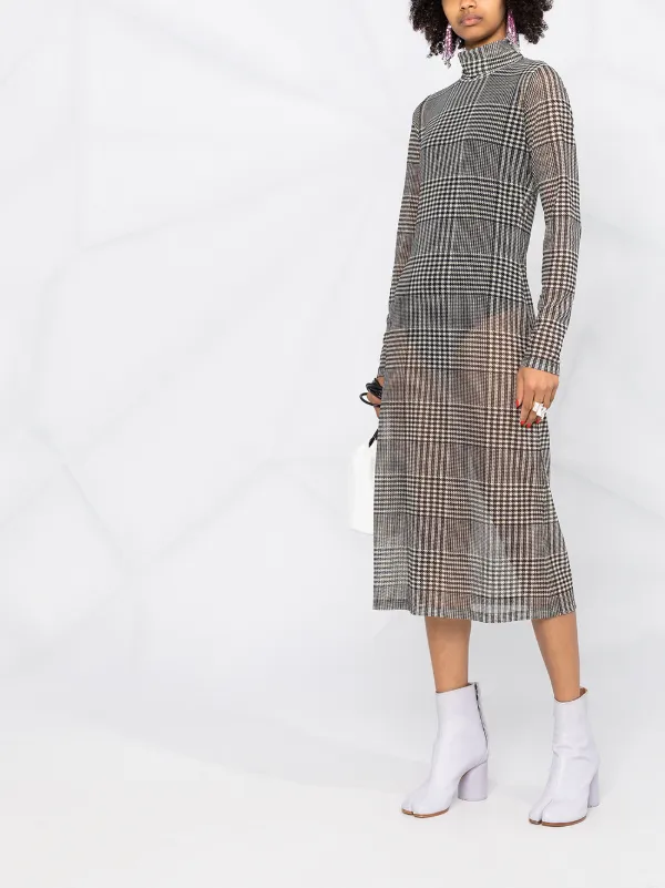 MM6 Maison Margiela Check Print Mesh Dress - Farfetch