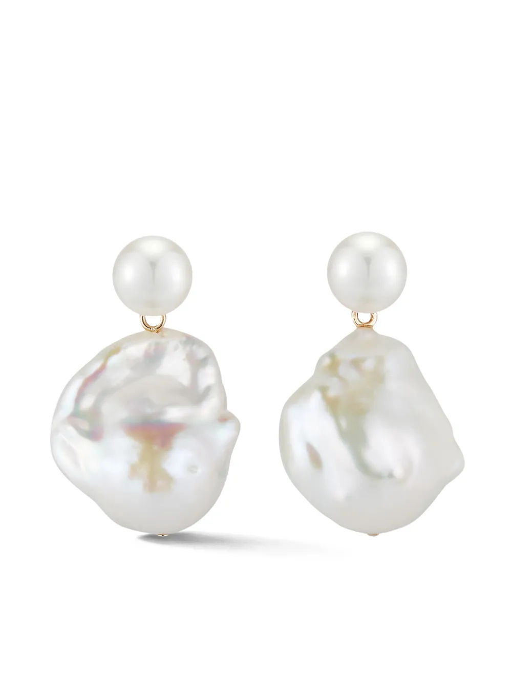 Mateo aretes Duality en oro amarillo de 14kt con perlas | dorado | Image 1