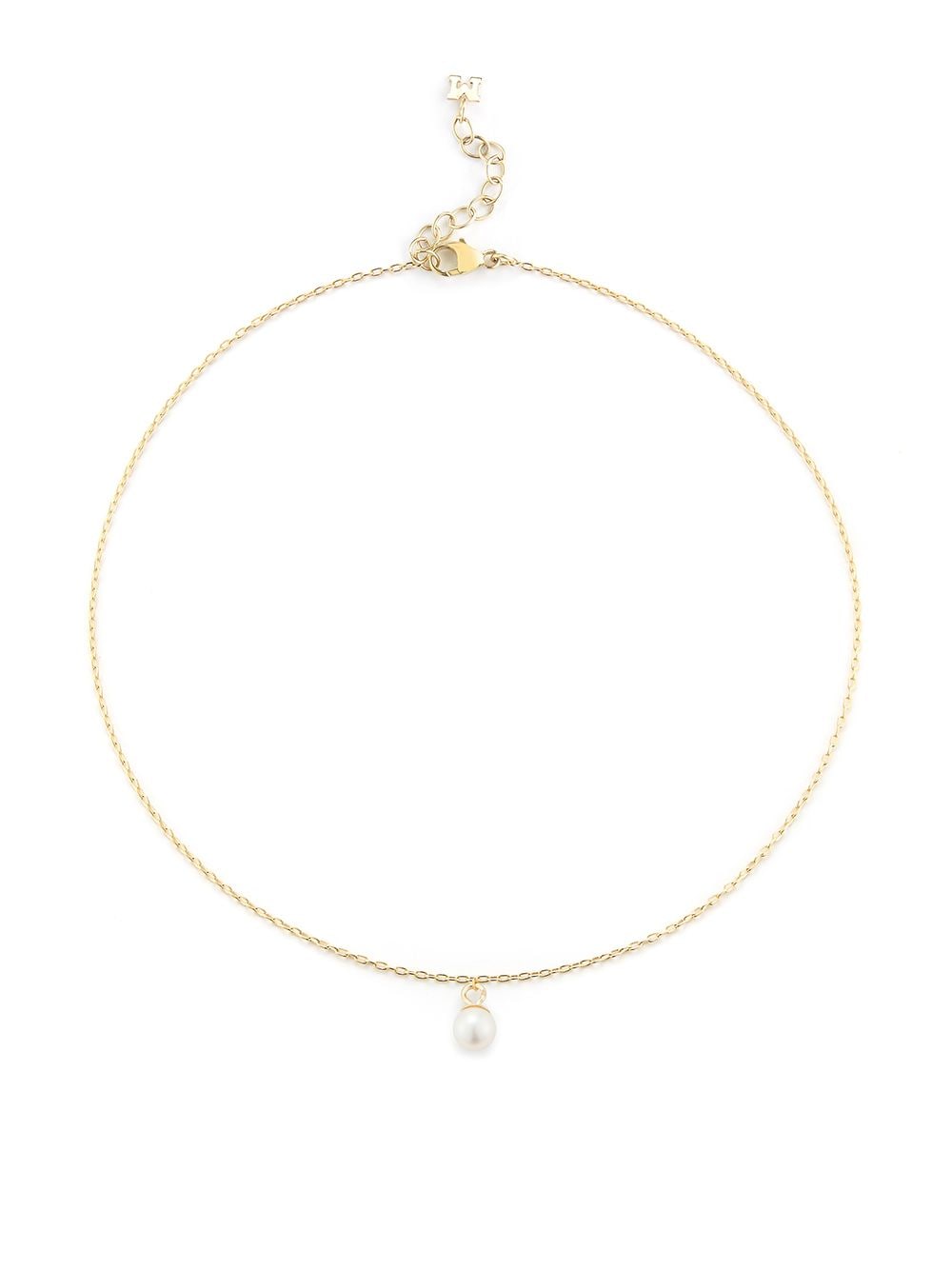 14kt yellow gold single pearl drop chain anklet