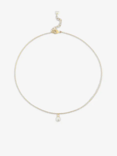 Mateo 14kt geelgouden enkelbandje met parel en ketting