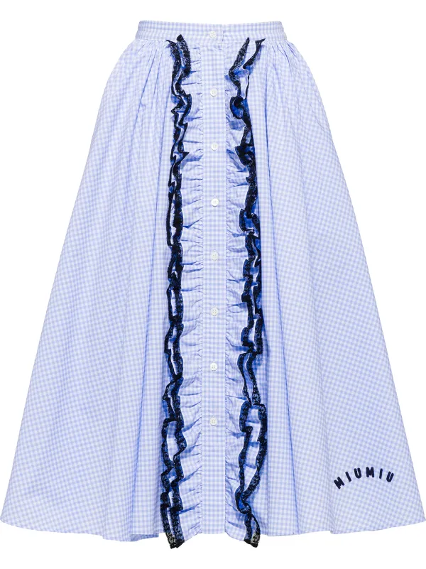 gingham skirt blue
