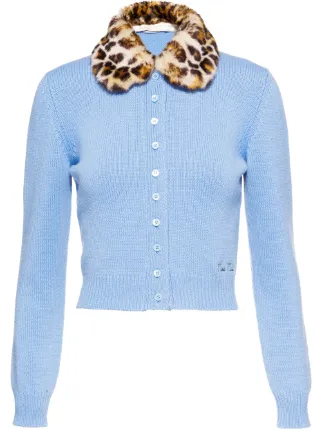 Shop Miu Miu leopard-print collar 