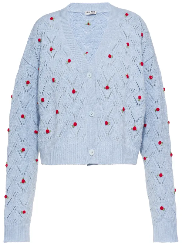 rose embroidered cardigan