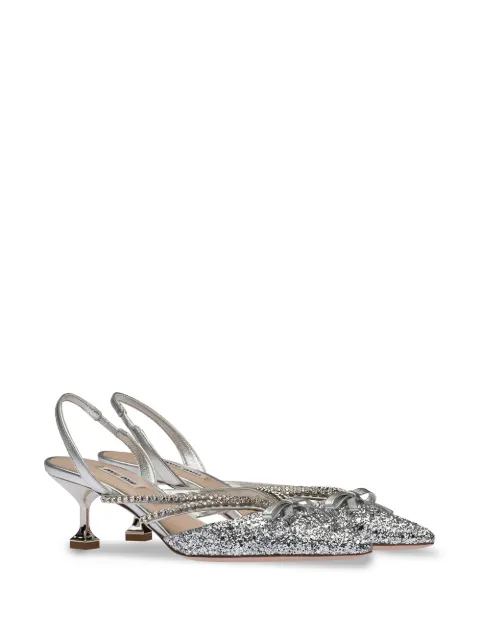 miu miu glitter slingback pumps