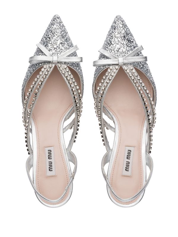 miu miu glitter slingback pumps