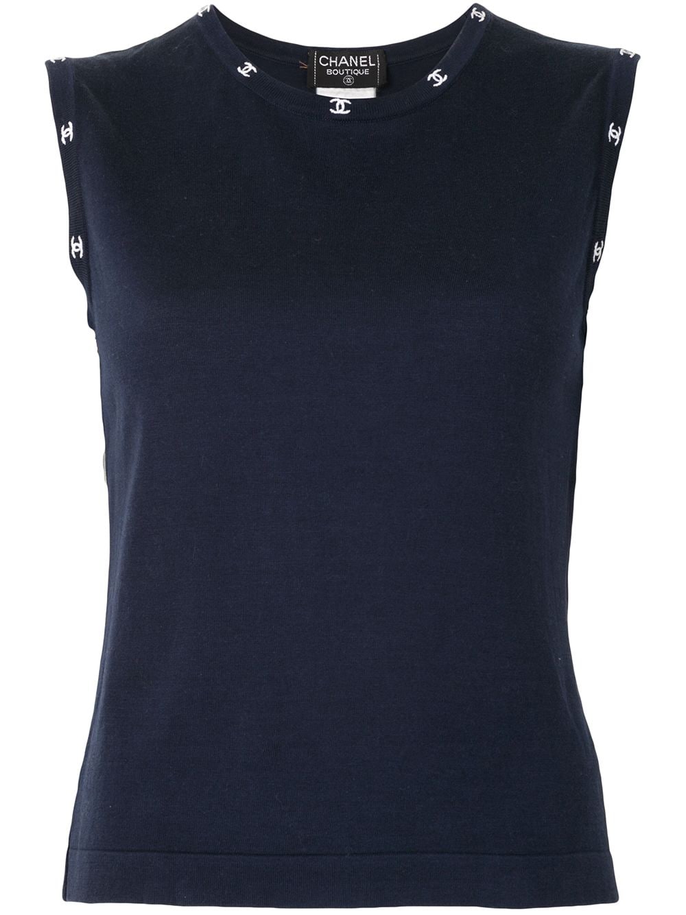 

Chanel Pre-Owned top de punto con logo CC bordado - Azul