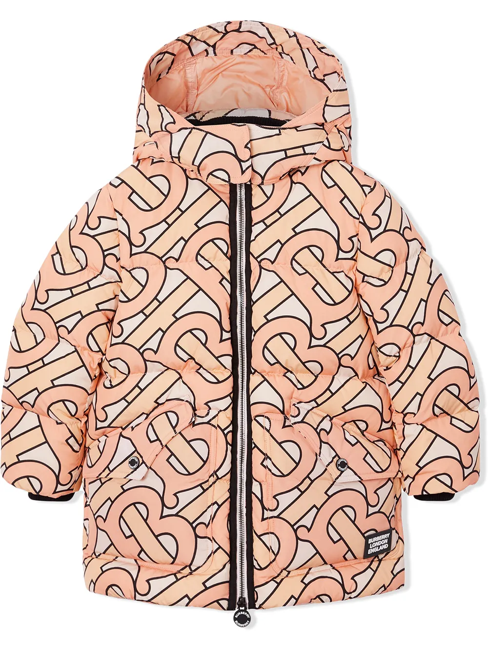 Click to view more detailed imagery on our partner's website Burberry Kids' Rose Pink Monogram Print Puffer Jacket