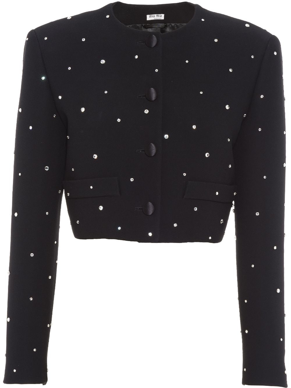 Miu Miu crystal-embellished cropped jacket - Black