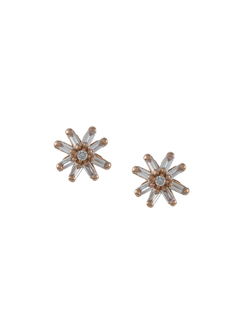 

Suzanne Kalan aretes Starburst pequeños en oro rosa de 18kt con diamantes - Dorado