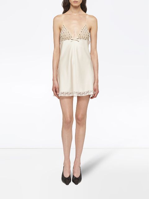 miu miu embroidered satin dress