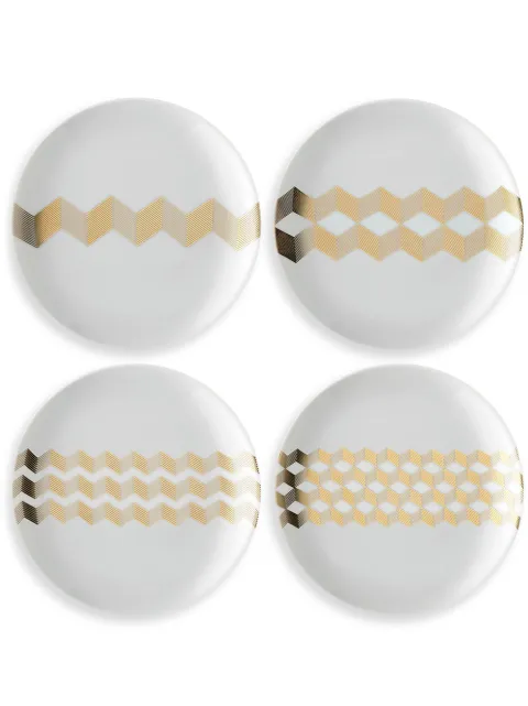 LSA International set de cuatro platos con motivo chevron