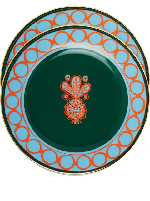 La DoubleJ pineapple-print dessert plates (set of 2)