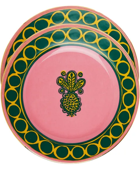 La DoubleJ Pineapple Rosa dessert plates (set of 2)