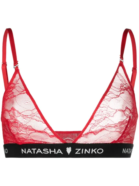 Natasha Zinko logo-band triangle lace bra