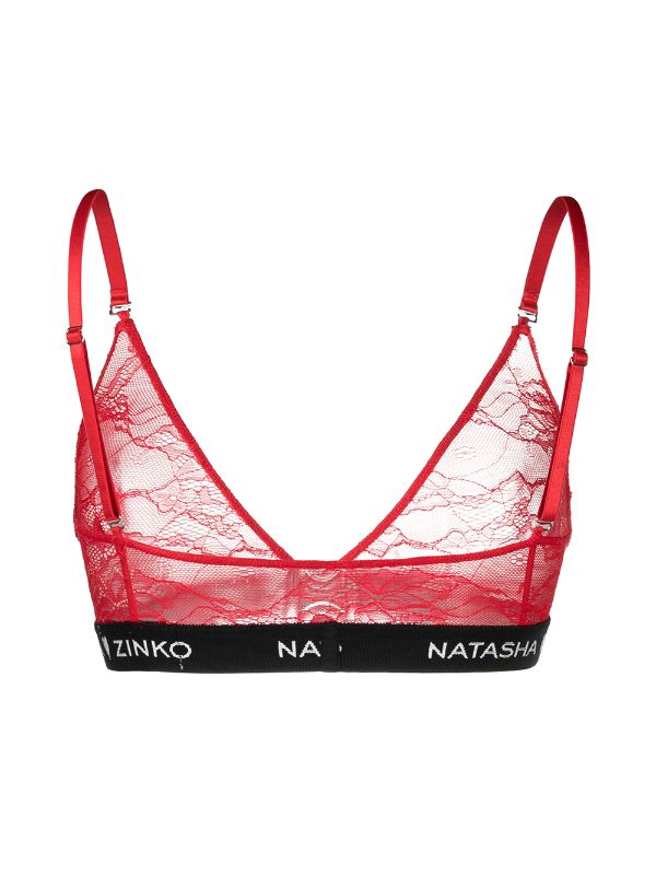 Natasha Zinko logo-band Triangle Lace Bra - Farfetch