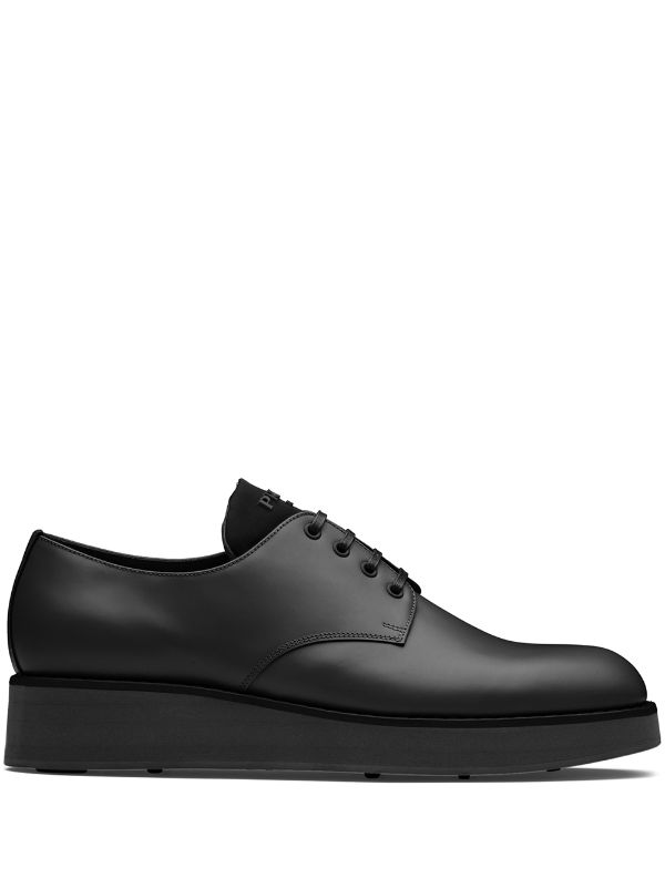 Prada brushed leather online derby