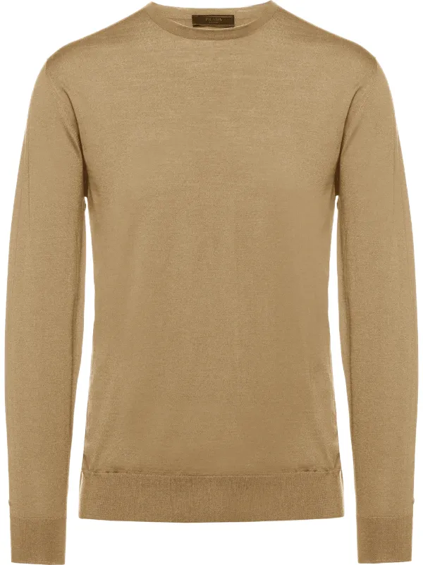 Prada Round-neck Wool Jumper in Brown