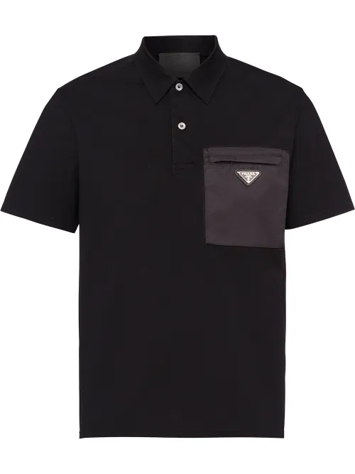 Prada polo à plaque logo - Noir - Prada - Modalova