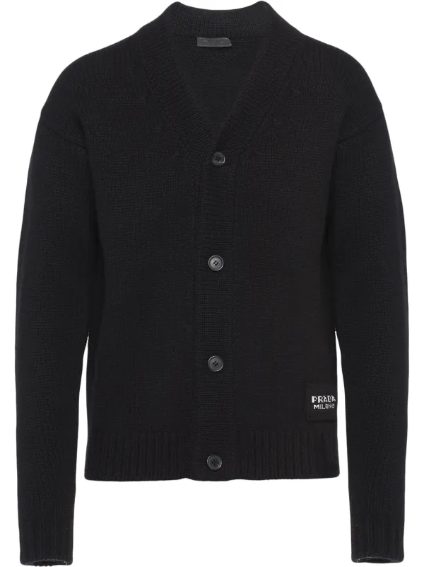 Prada Logo Patch Knitted Cardigan - Farfetch