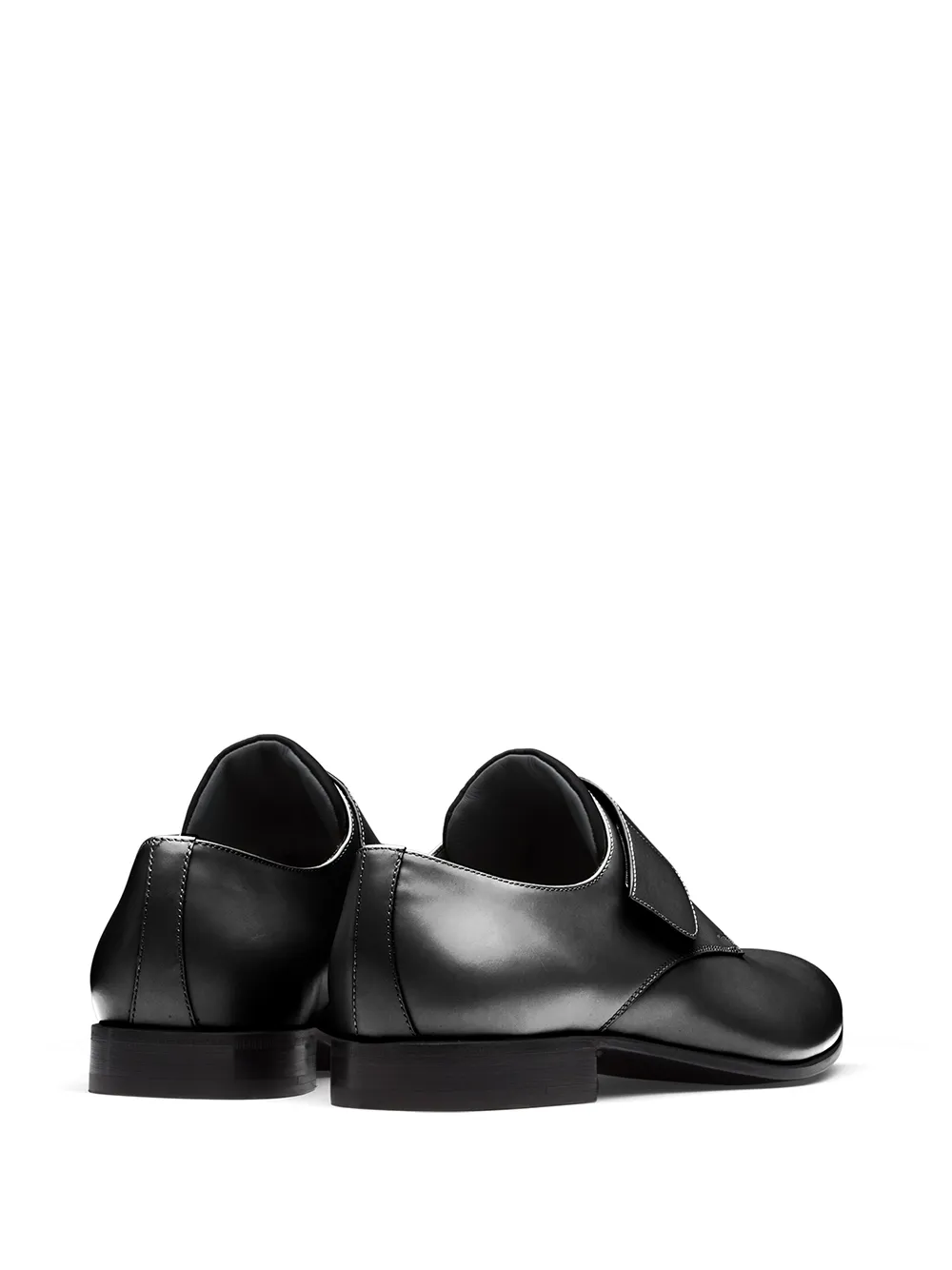 Prada Brushed Leather Derby Shoes In Black