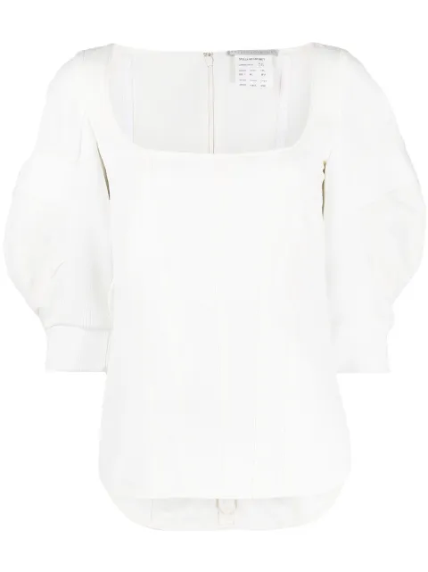 Stella McCartney blusa con cuello cuadrado y mangas farol