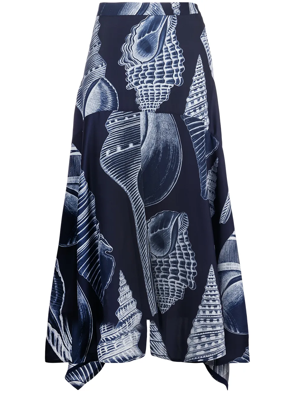 

Stella McCartney shell-print handkerchief-hem skirt - Blue